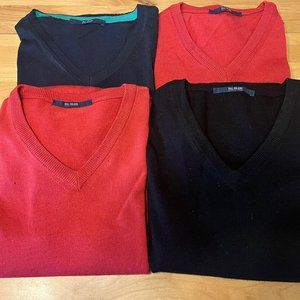 LOT OF 4 MEN'S PAL ZILERI PULLOVER V-NECK SWEATERS MADE IN ITALY